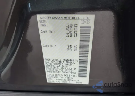 2015 Nissan Altima 2.5 S from USA, damaged, VIN 1N4AL3AP8FN923482